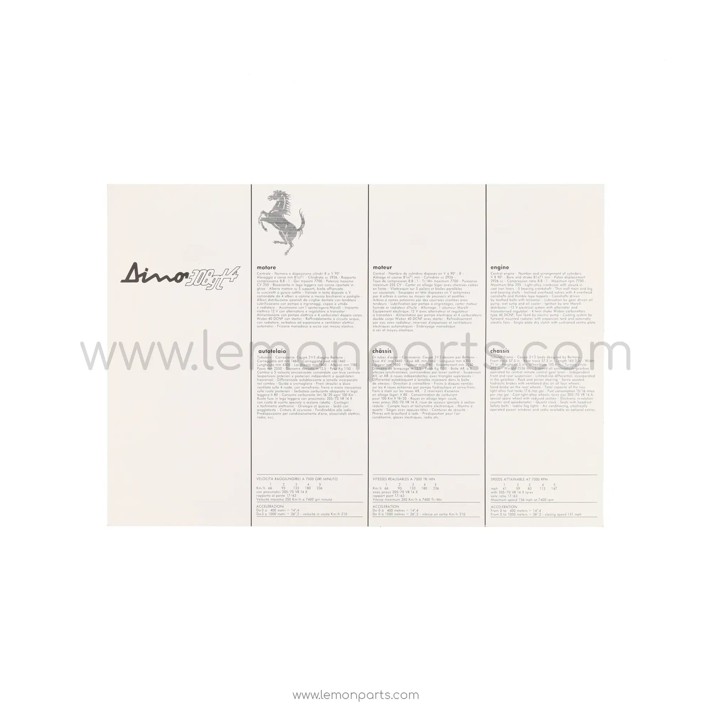 Ferrari Dino 308 GT4 information card