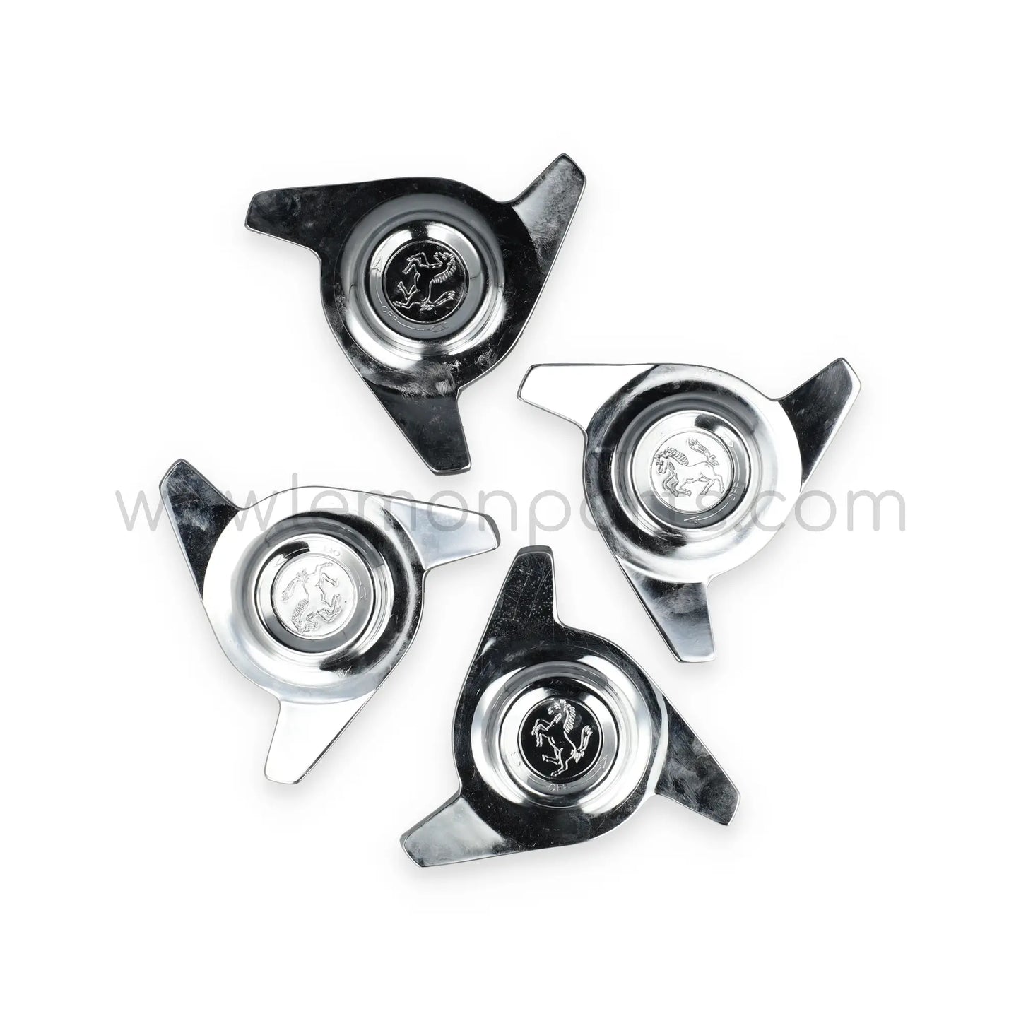 Original Borrani Ferrari knock off set with prancing horse 32 Rudge for Ferrari 250 275 330 365