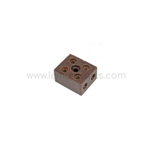 Brown Bakelite wire connector block square 2x2 terminals without screws for Ferrari 166 / 212 / 250 / 275