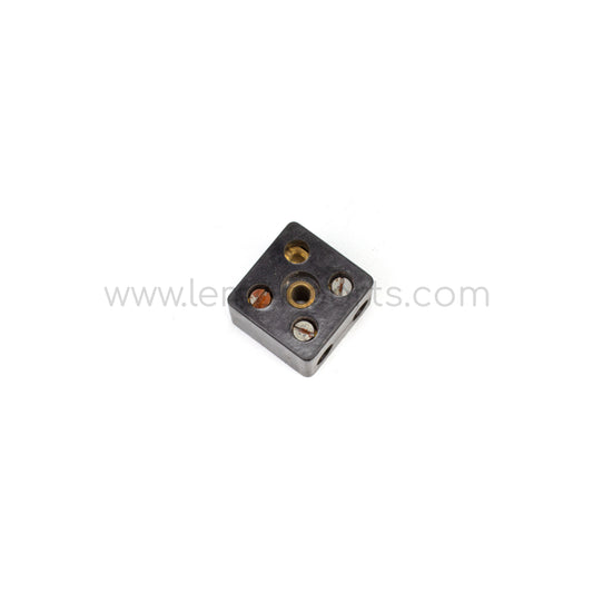 Black Bakelite wire connector block square 2x2 terminals missing 1 screw for Ferrari 166 / 212 / 250 / 275