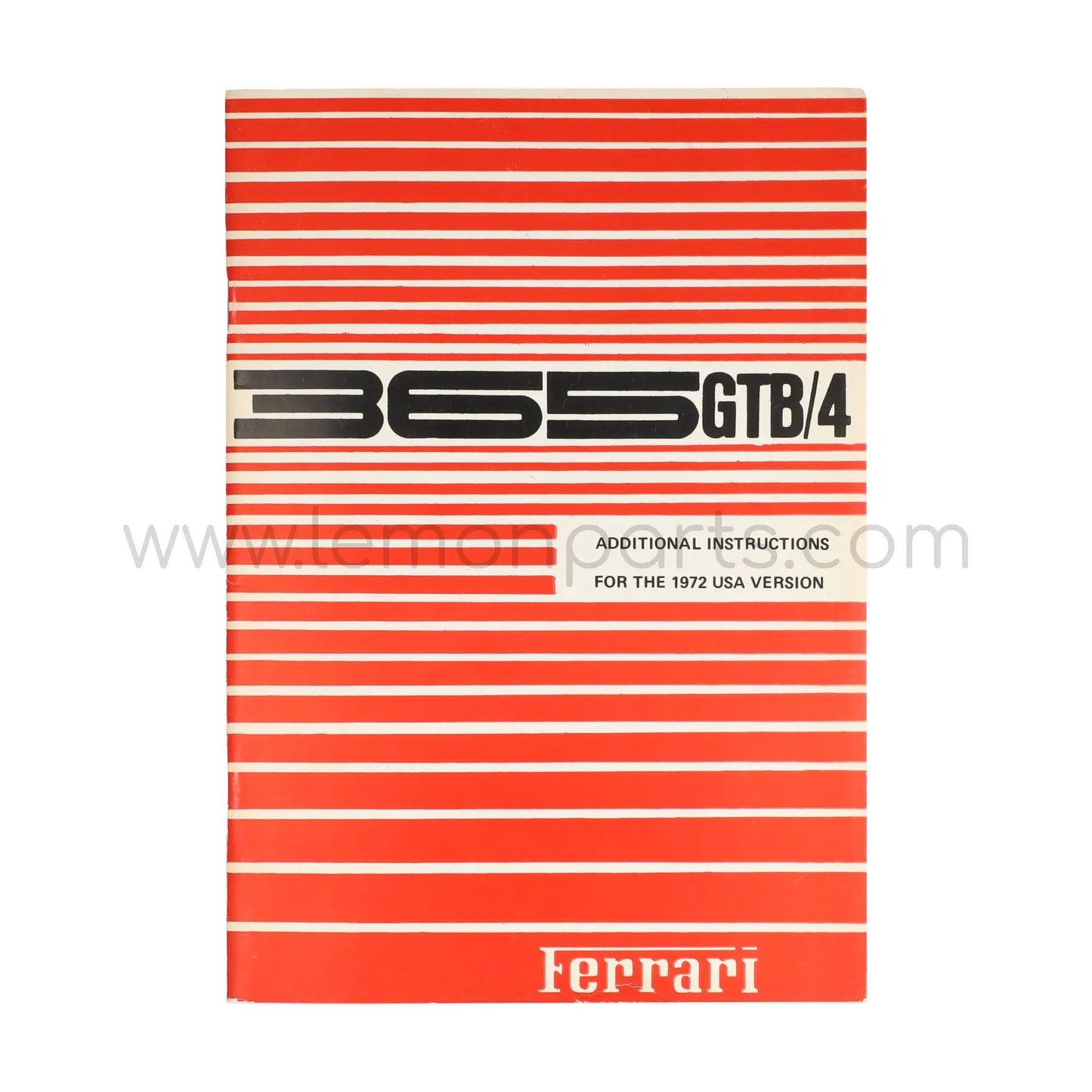 Original owners manual additional instructions for Ferrari 365 GTB/4 Daytona 1972 USA version