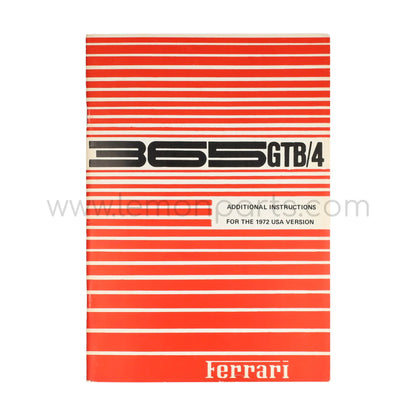 Original owners manual additional instructions for Ferrari 365 GTB/4 Daytona 1972 USA version