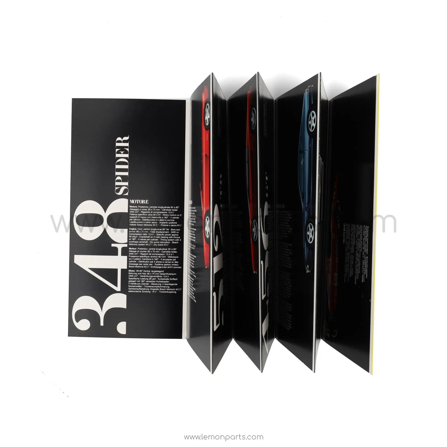 762/93 - Ferrari fold out brochure for 348 512 456 F1 - 3M/09/93