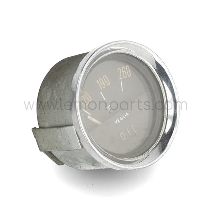 Original Veglia oil temperature gauge in English Fahrenheit black dial for Ferrari 250