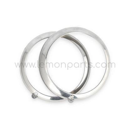 NOS early Marchal aluminium headlight rings set for Ferrari 250 SWB competition