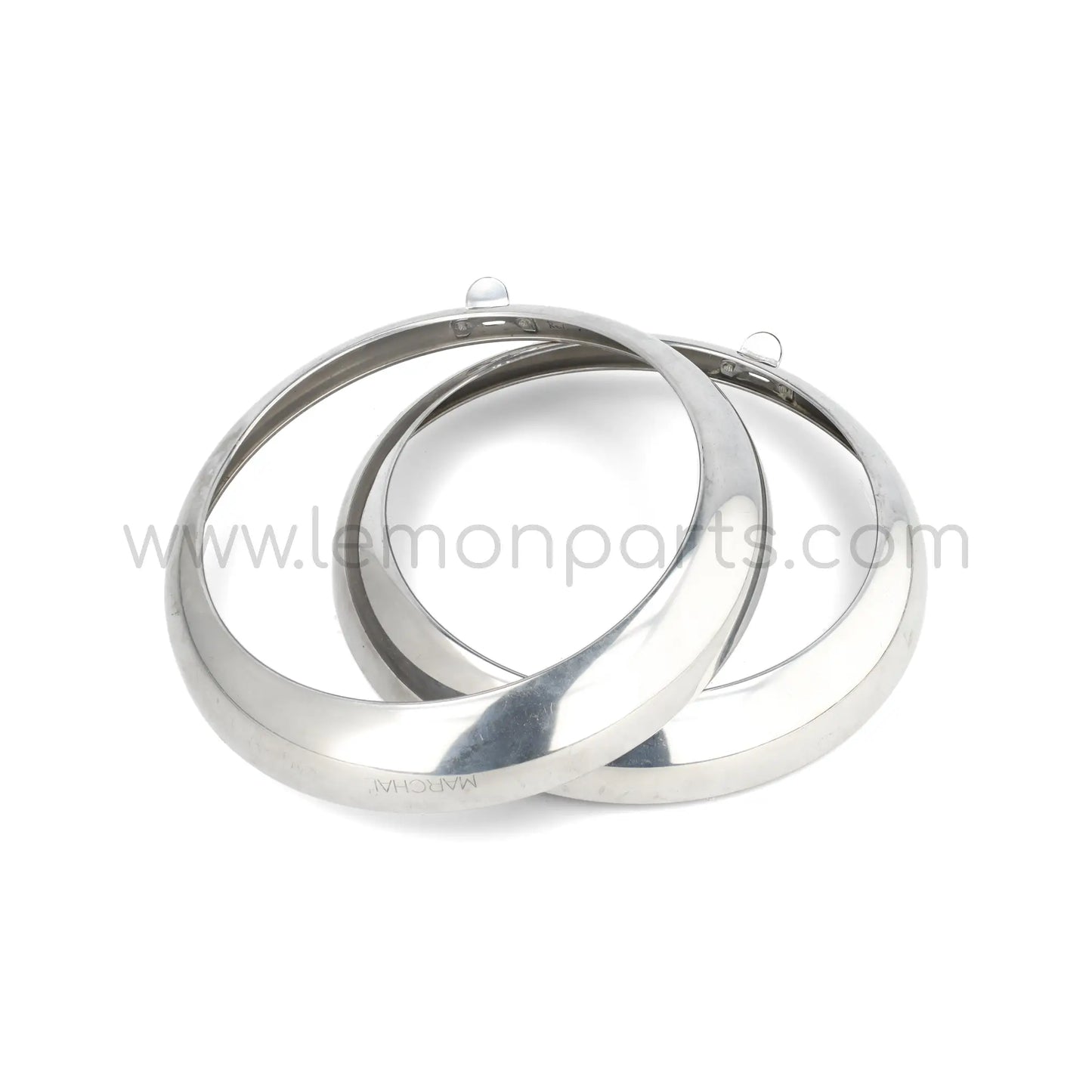 NOS early Marchal aluminium headlight rings set for Ferrari 250 SWB competition